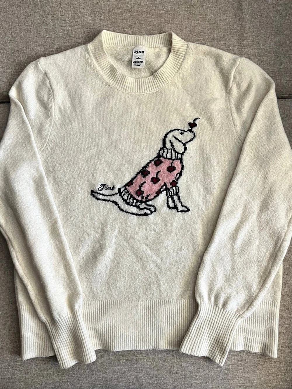 Victoria's Secret PINK sweater with dog graphic
